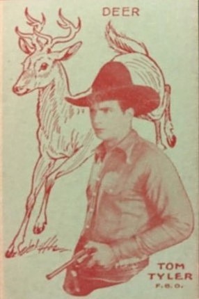 Tom Tyler with a deer strip card white with brown ink
