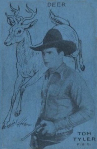 Tom Tyler with a deer strip card blue