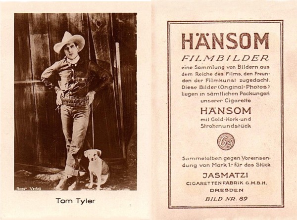 Tom Tyler Hansom Jasmatzi tobacco card