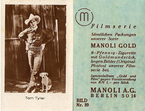 Tom Tyler Manoli Gold tobacco card